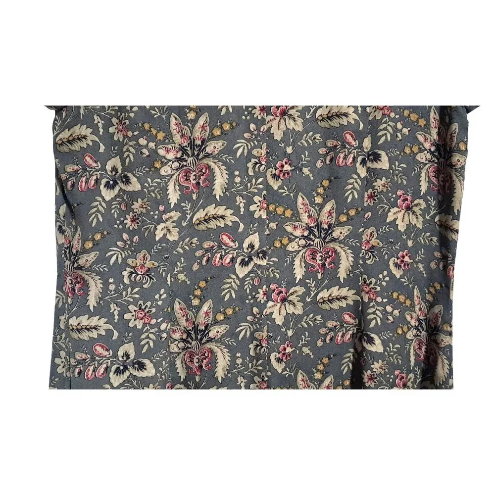 Charter Club Floral Button Front Dress Women Size 12 Olive Green Pleated Midi‎